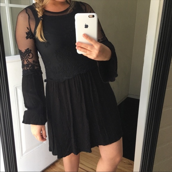 Altar'd State Dresses & Skirts - Altar’d State Black Lace Detail Bohemian Dress